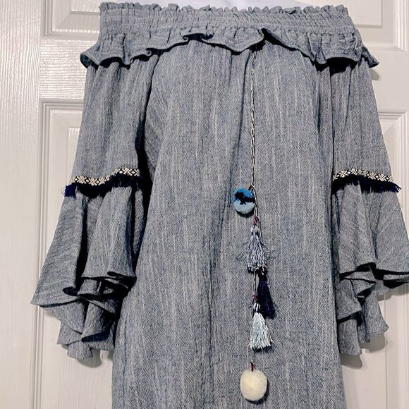 Misa Los Angeles Vanessa Off Shoulder Bell Sleeve Mini Dress Size XS - Picture 6 of 10